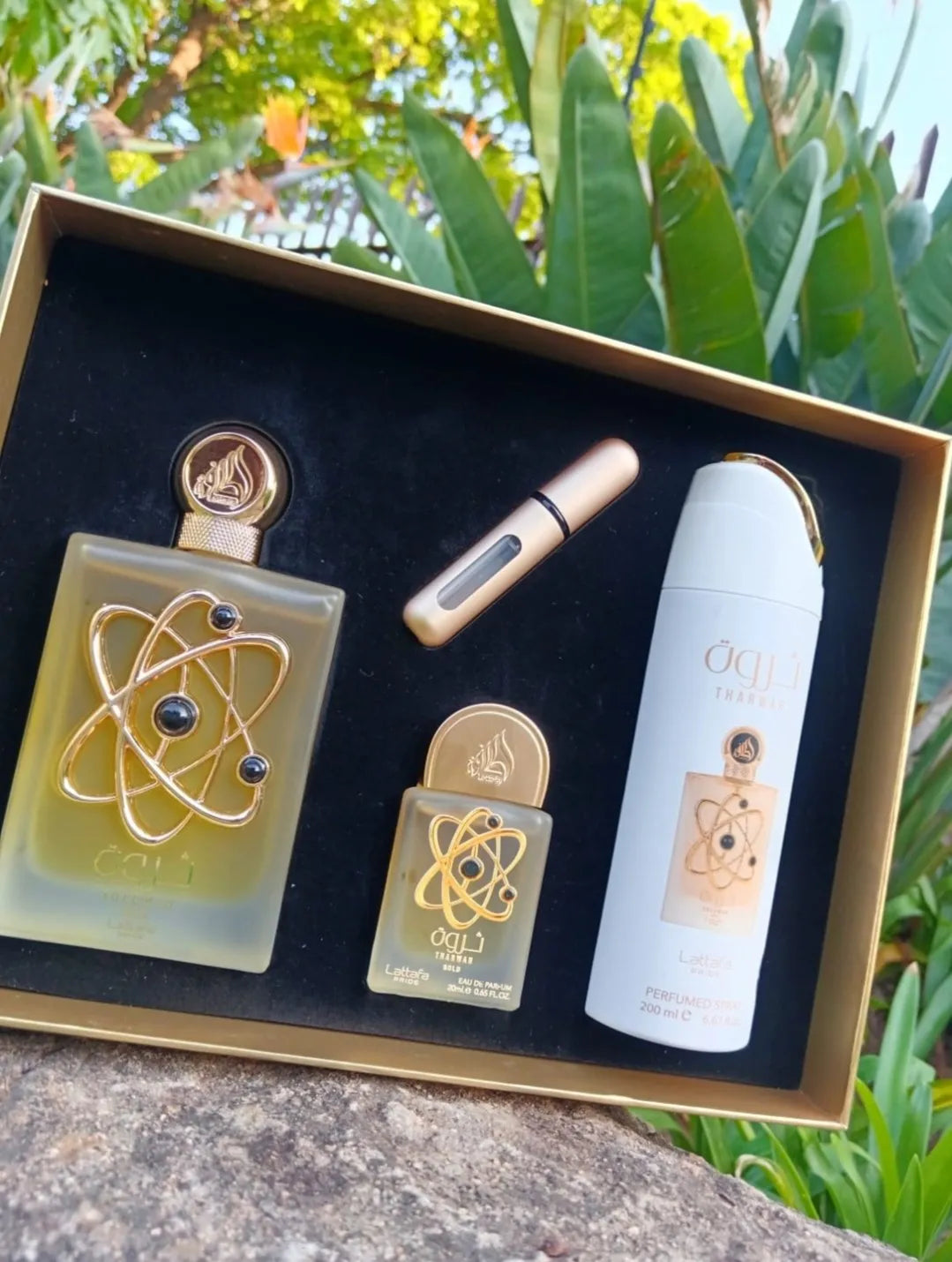 Tharwah Gold 3 Piece Gift Set by Lattafa Pride (Inspired By Yves Saint Laurent (YSL) Libre and YSL Libre Intense)
