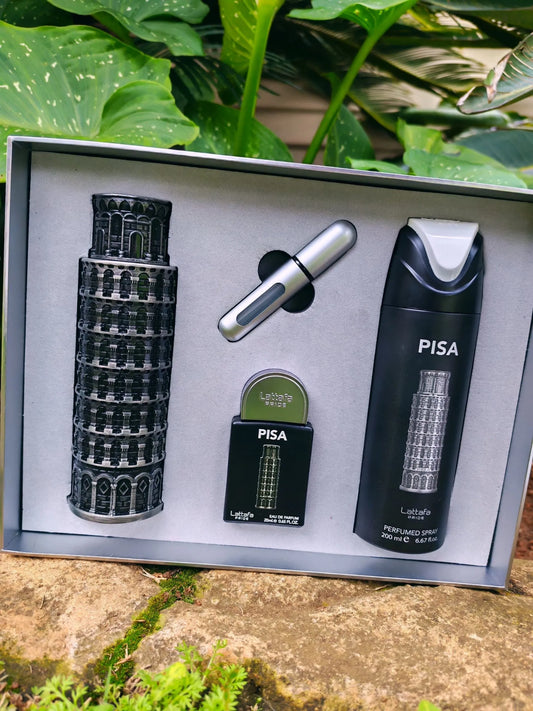 Pisa 3 Piece Gift Set By Lattafa (Inspired By Bvlgari Tygar and Louis Vuitton Afternoon Swim)