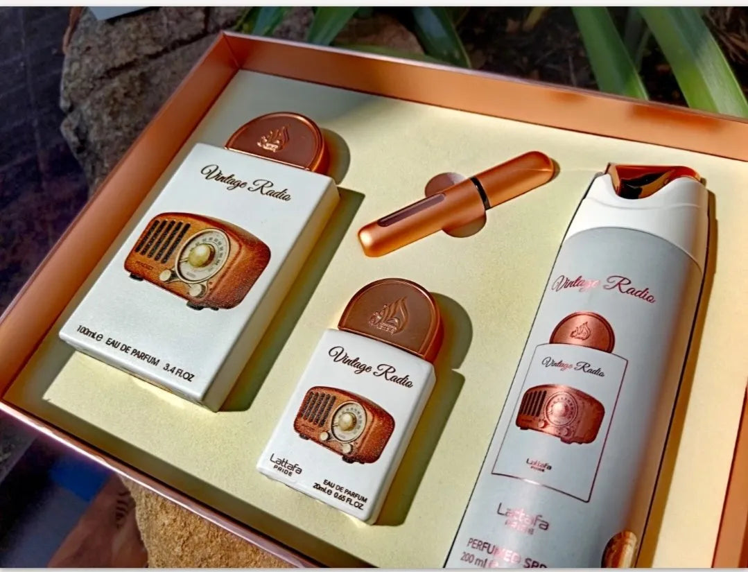 Vintage Radio 3 Piece Gift Set by Lattafa Pride (Inspired By Paragon by Initio Parfums Privés)